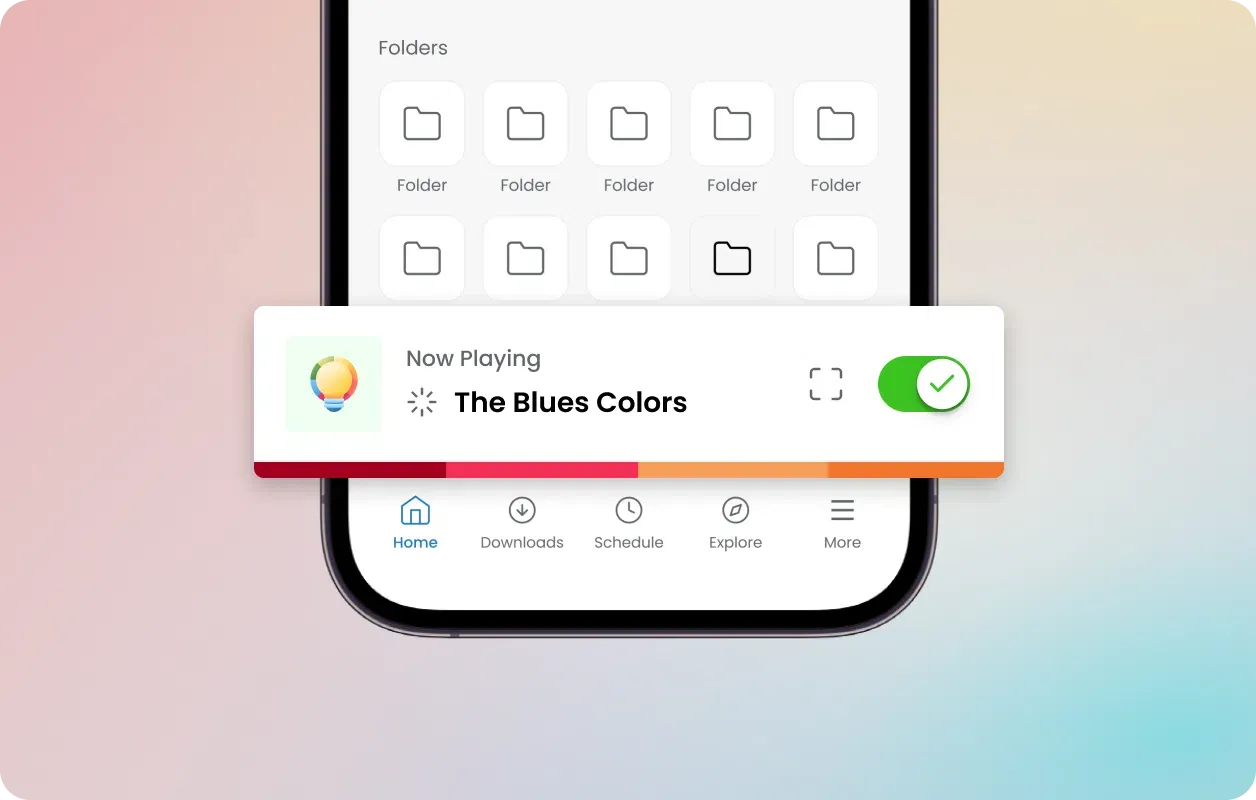 App card showing the pattern that is currently playing