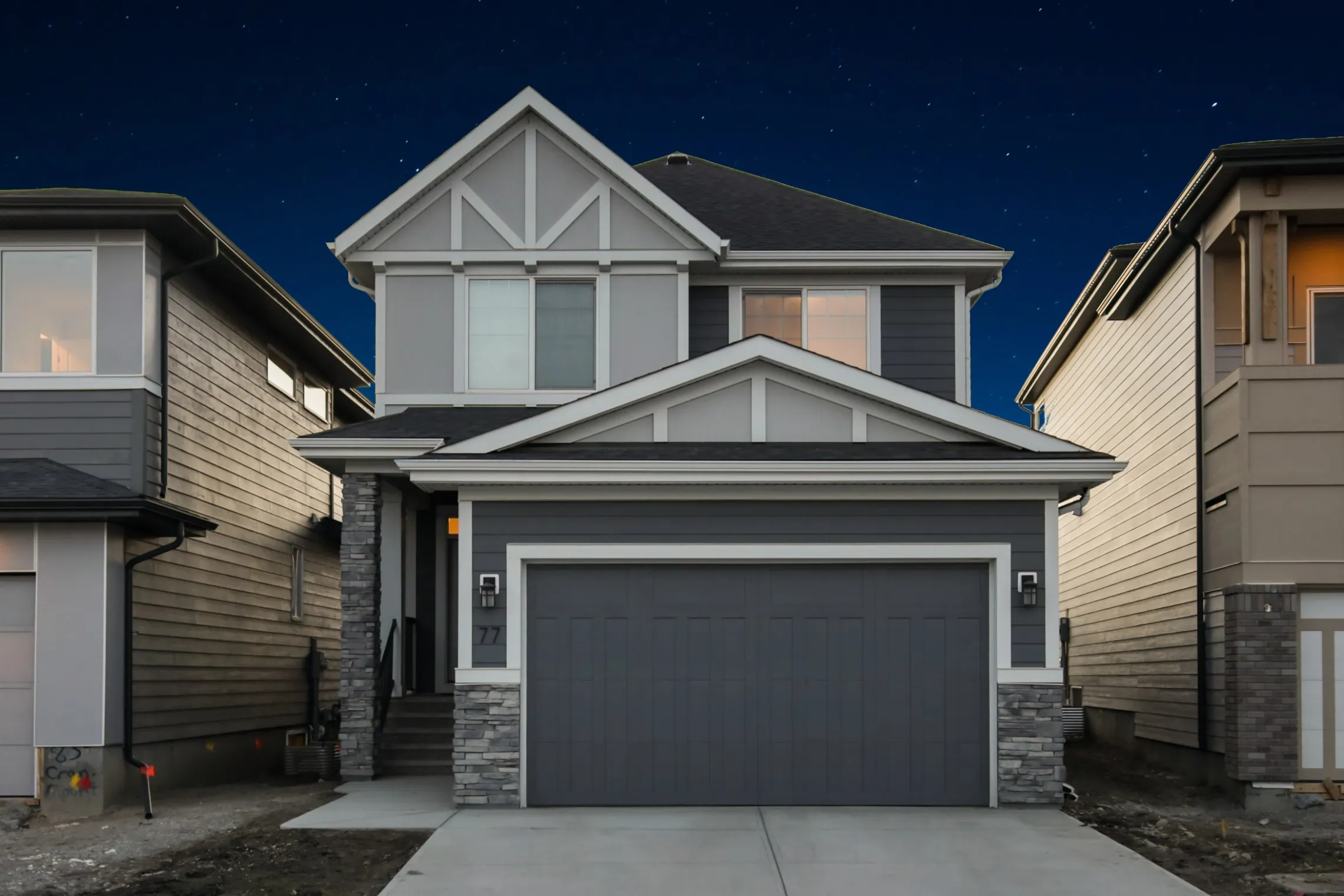 House at dusk with the lights off