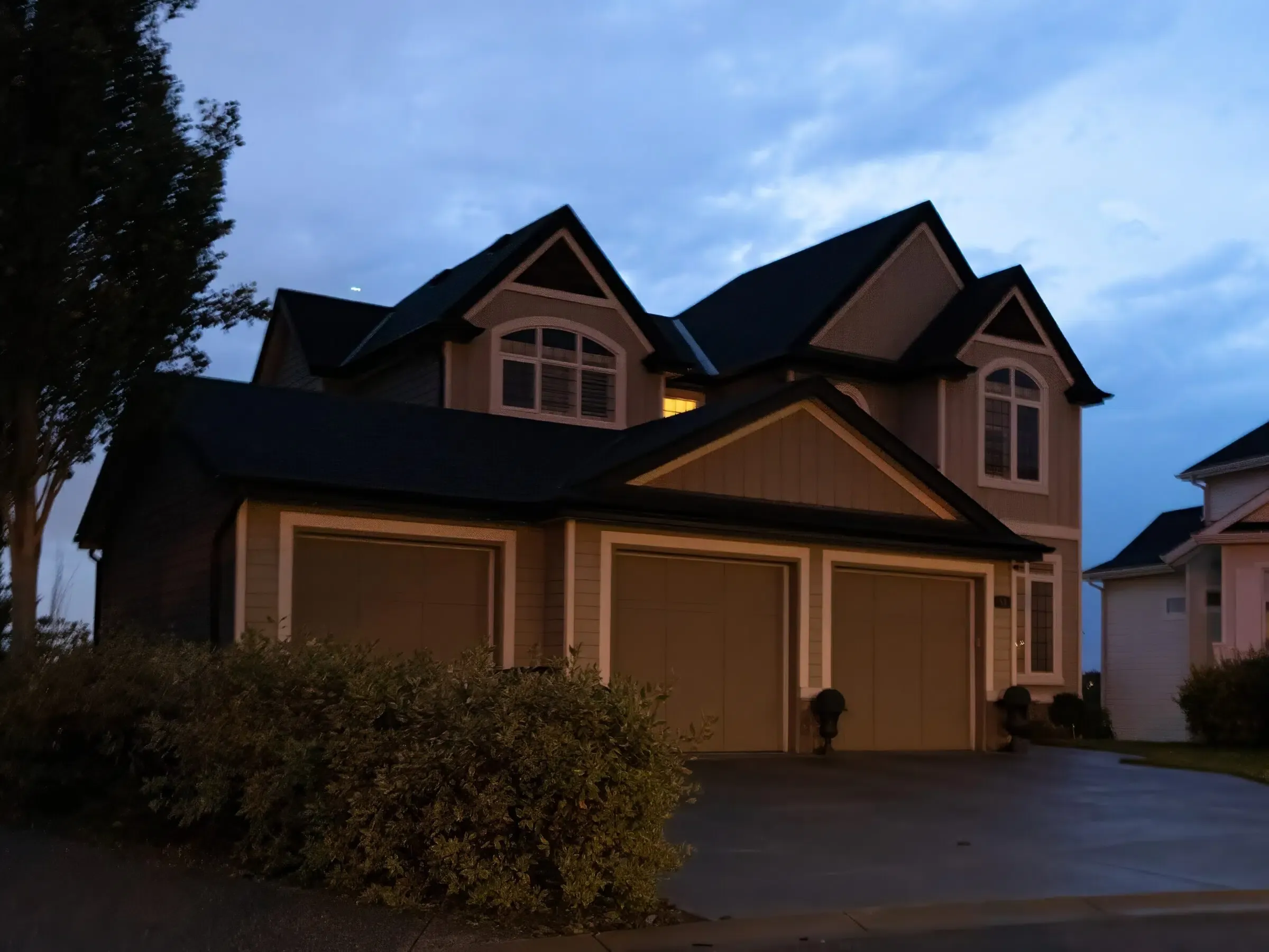 House at dusk with the lights off